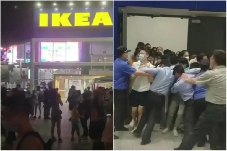 Les acheteurs se précipitent vers les sorties alors que Shanghai Ikea se verrouille
